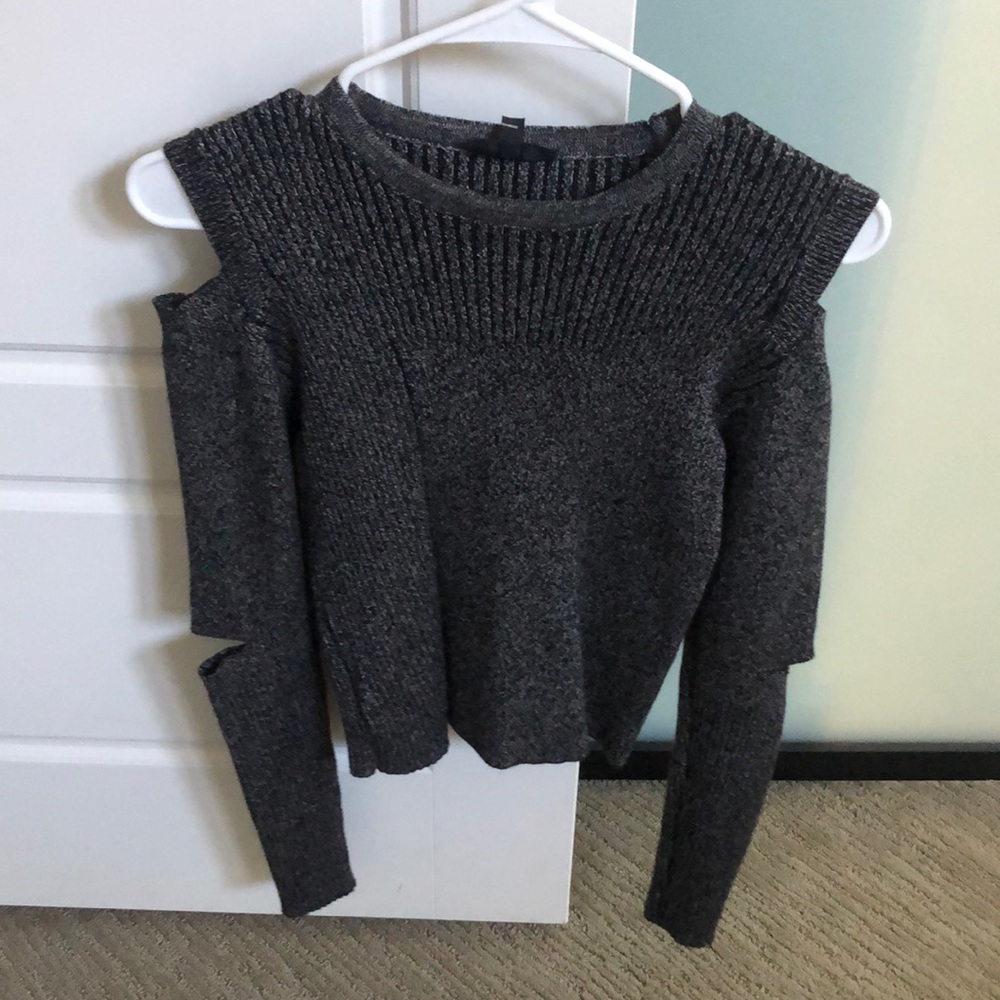 Top Shop black/grey long sleeve crop top